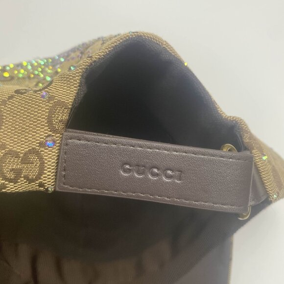 RARE Gucci GG Crystal Canvas Baseball Hat Camel Dark Brown - Picture 5 of 10